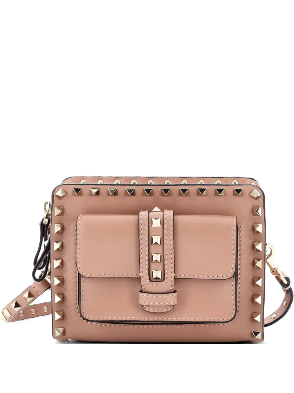 Valentino Garavani Pre-Owned Rockstud Front Pocket Shoulder Bag Leather Mini crossbody bag - Toni neutri