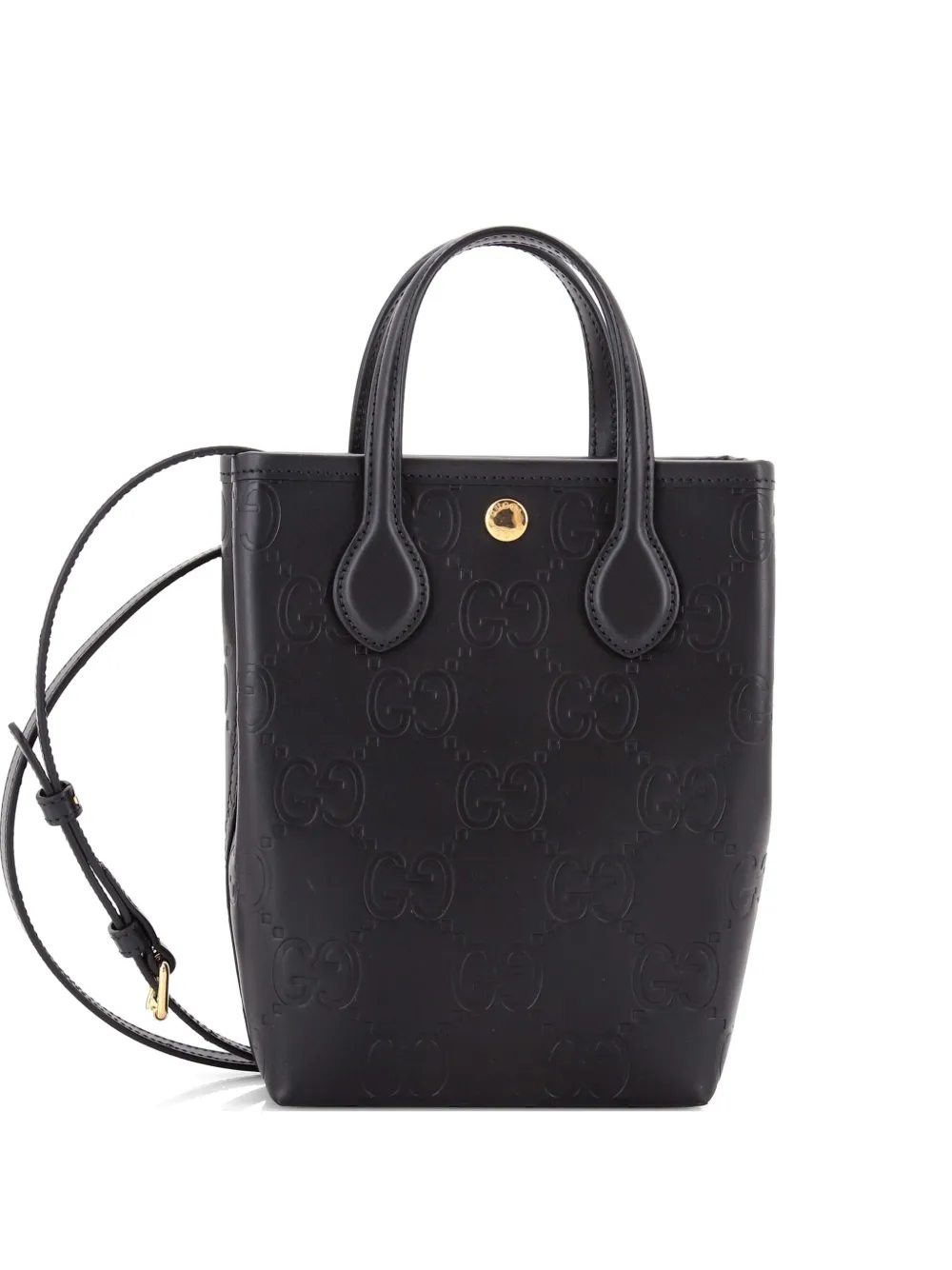 Gucci Pre-Owned Vertical GG Embossed Leather Mini tote bag - Nero