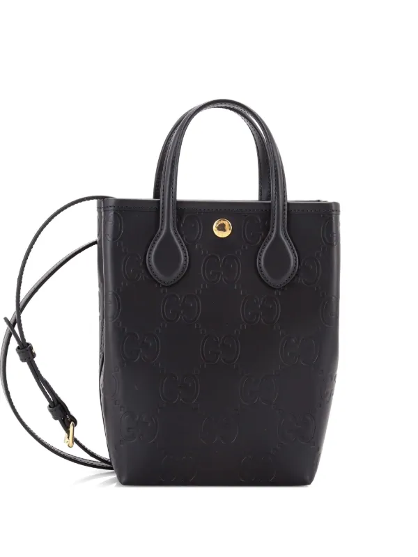 Gucci Pre-Owned バーティカル GG エンボス レザー ミニ ハンドバッグ 