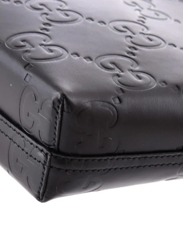 Gucci Pre-Owned バーティカル GG エンボス レザー ミニ ハンドバッグ
