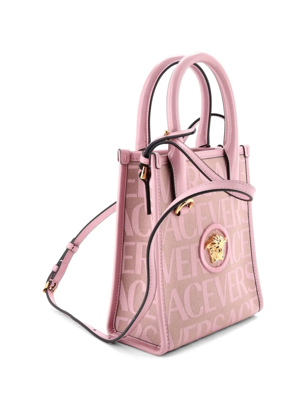 La Medusa All Over Logo Canvas Mini Tote Bag