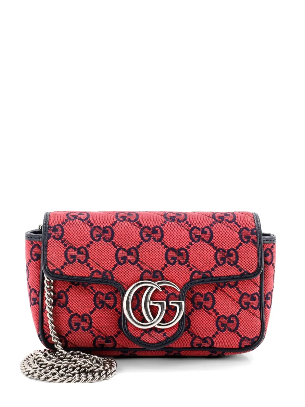 Gucci Pre-Owned GG Marmont Flap Bag Diagonal Quilted GG Canvas Super Mini crossbody bag - Rosso