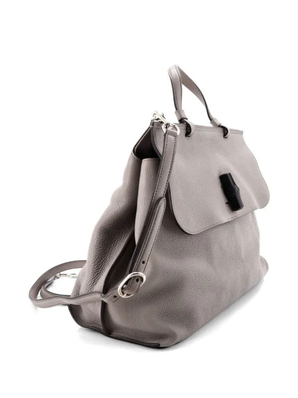 GUCCI ハンドバッグ レザー タッセル付き グレー Gucci Pre-Owned バンブー デイリー トップハンドル レザー ラージ