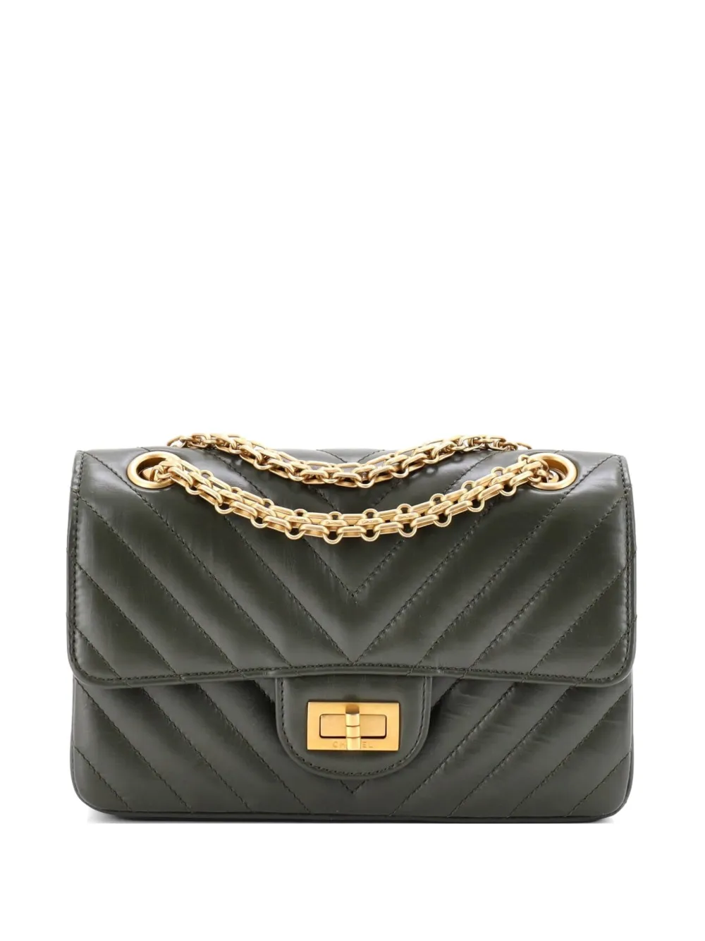 CHANEL Pre-Owned Reissue 2.55 Flap Bag Chevron Aged Calfskin Mini shoulder bag - Verde