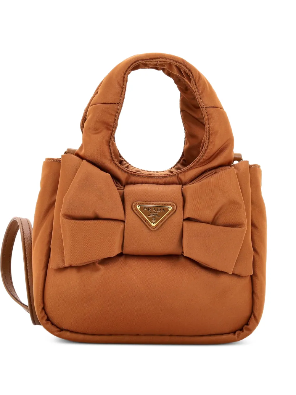 Prada Pre-Owned Padded Bow Re-Nylon Mini tote bag - Marrone