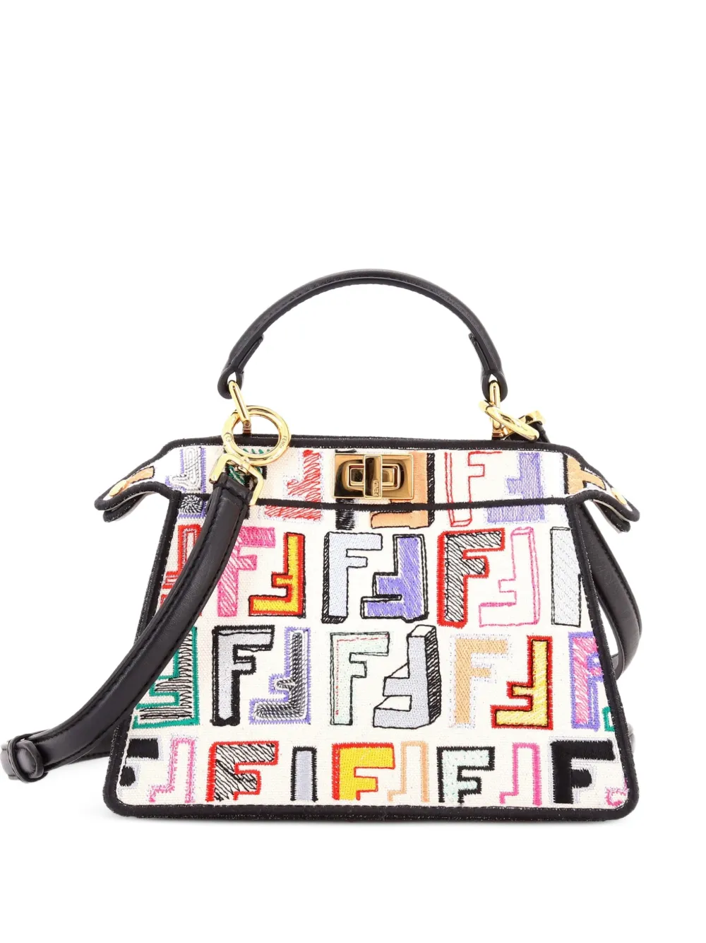 Fendi Pre-Owned Peekaboo ISeeU Bag Embroidered Zucca Canvas Petite satchel - Multicolore