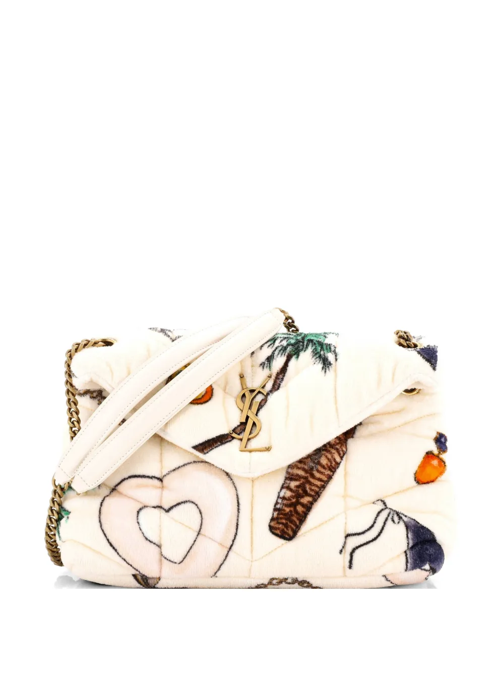 Saint Laurent Pre-Owned Loulou Puffer Quilted Printed Terry Cloth Small shoulder bag - Mehrfarbig