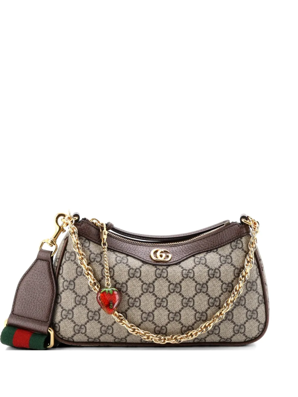 Pre-owned Gucci Ophidia Charm Shoulder Bag Gg Coated Canvas Small Crossbody Bag In Brown