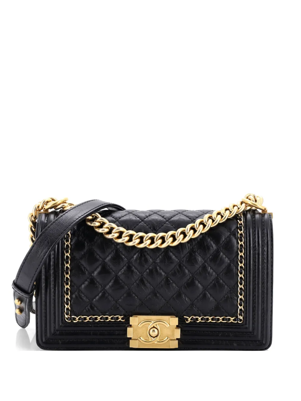 CHANEL Pre-Owned Jacket Boy Flap Bag Quilted Lambskin Old Medium shoulder bag - Nero