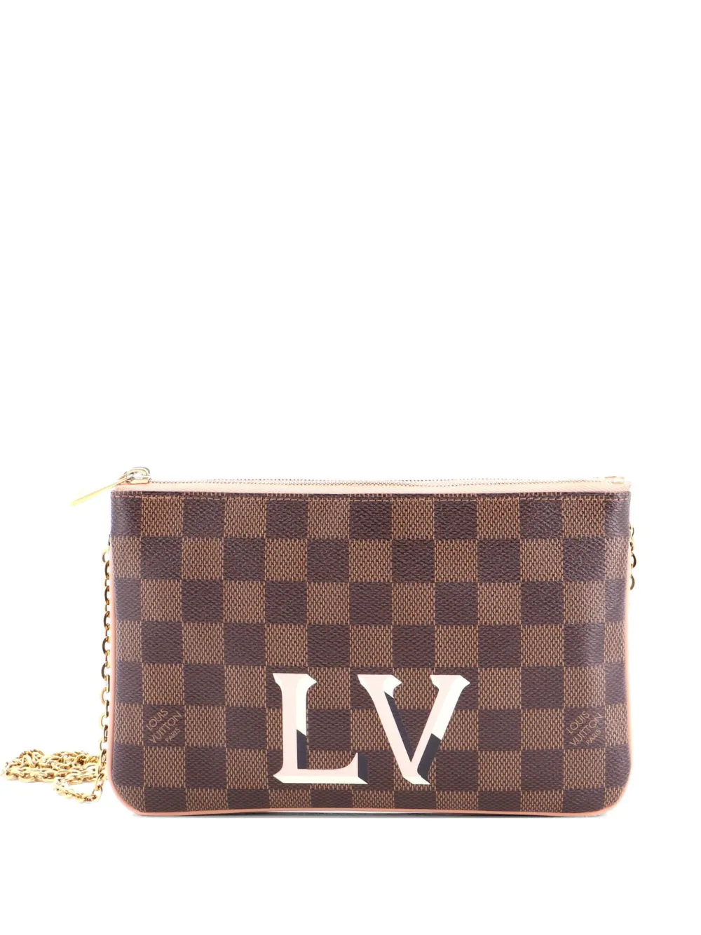 Louis Vuitton Pre-Owned Double Zip Pochette Damier clutch bag - Marrone