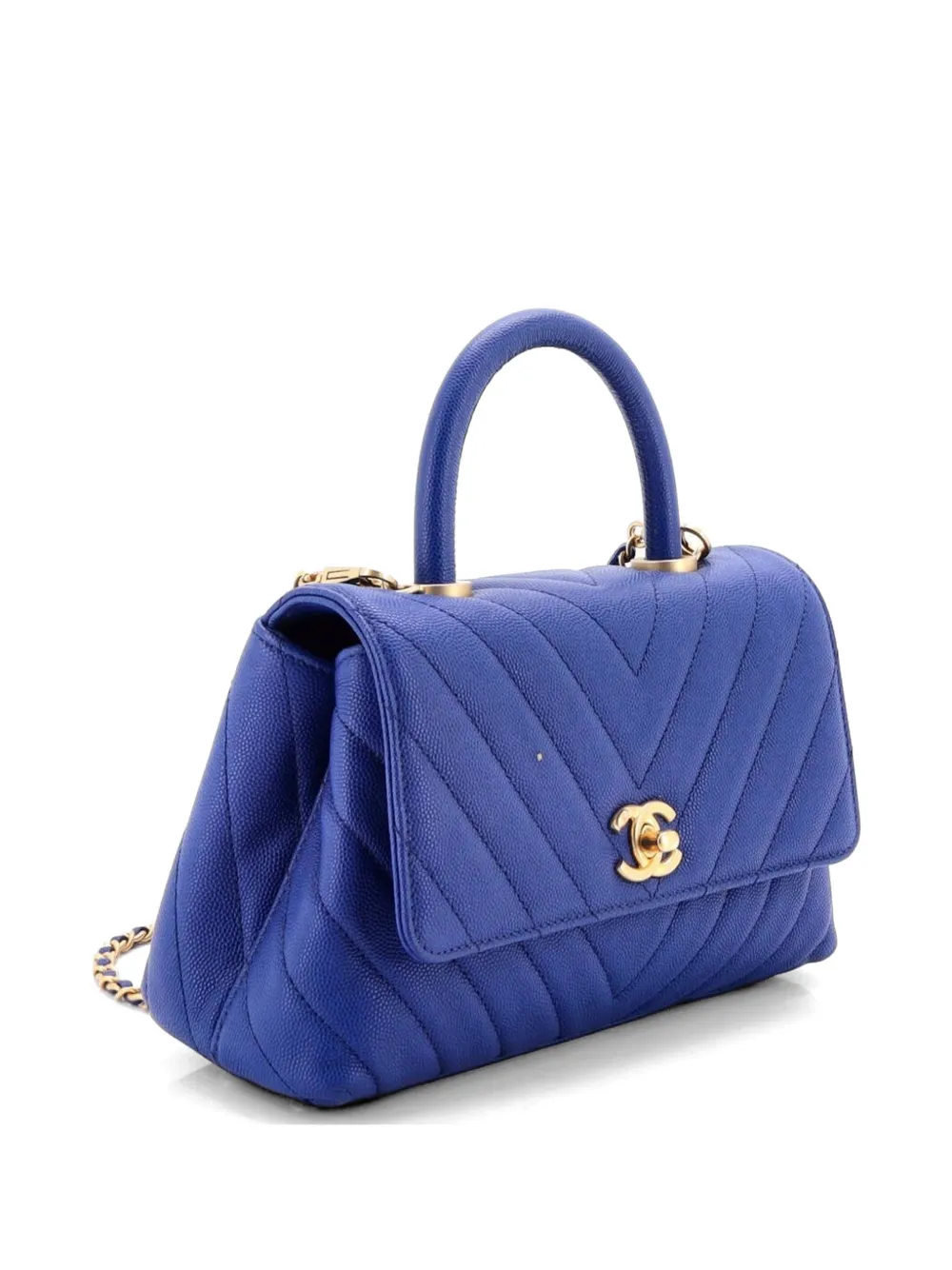 Coco Top Handle Bag Chevron Caviar Mini Shoulder Bag