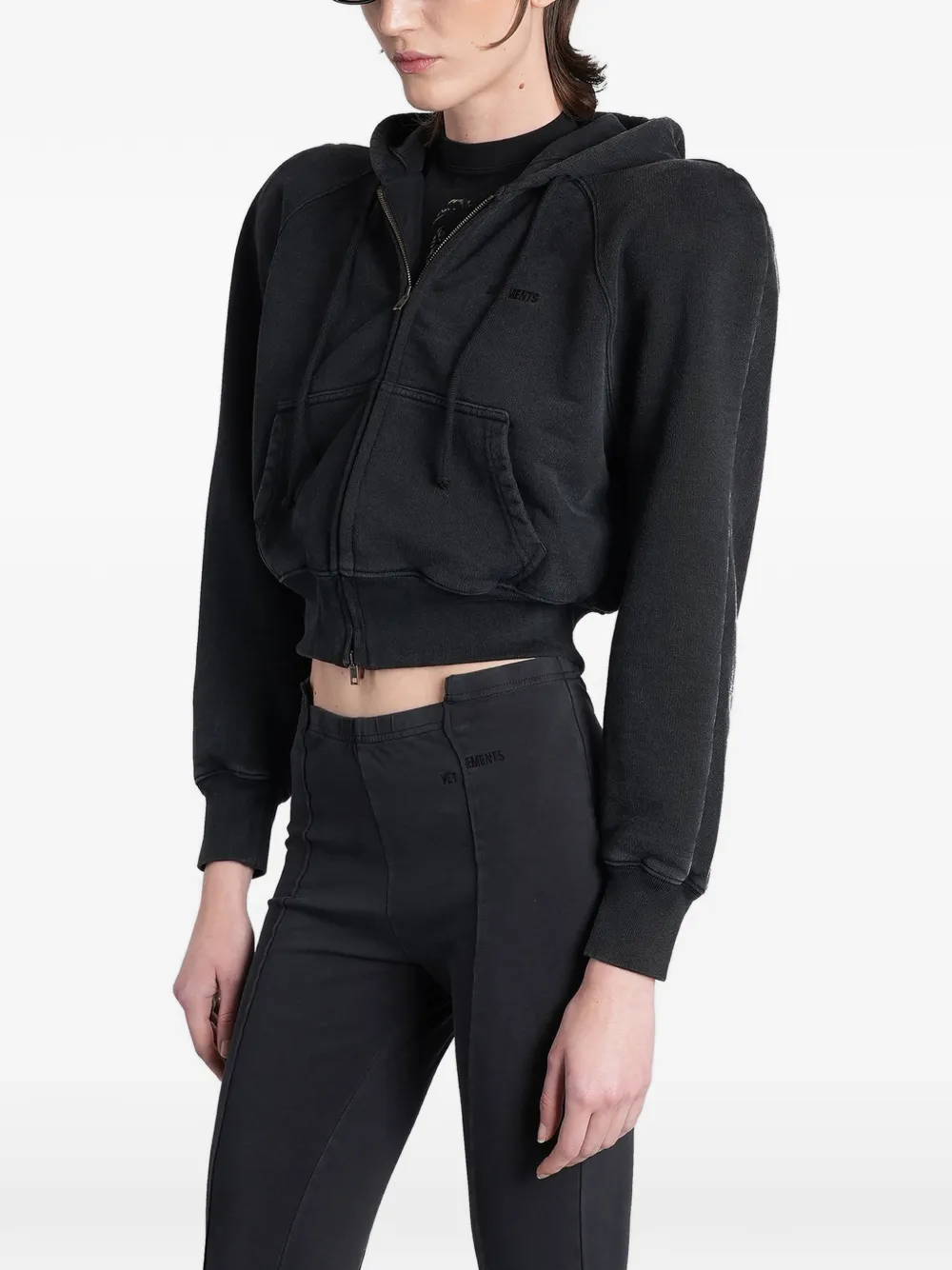 VETEMENTS Hoodie met gewatteerde schouders en rits Zwart