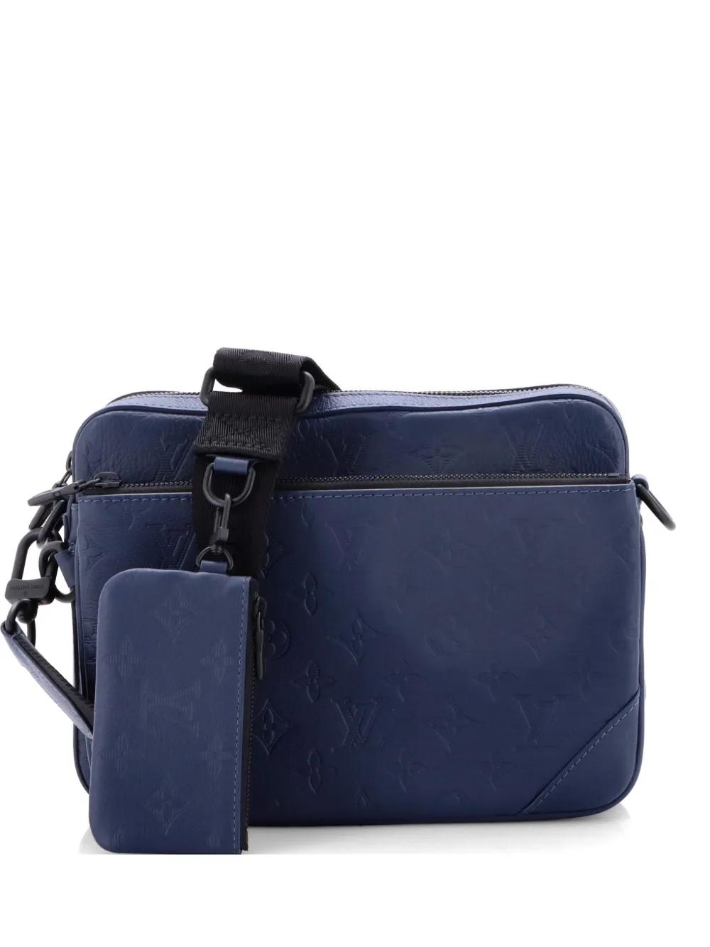 Louis Vuitton Pre-Owned Trio Messenger Bag Monogram Shadow Leather crossbody bag - Blu