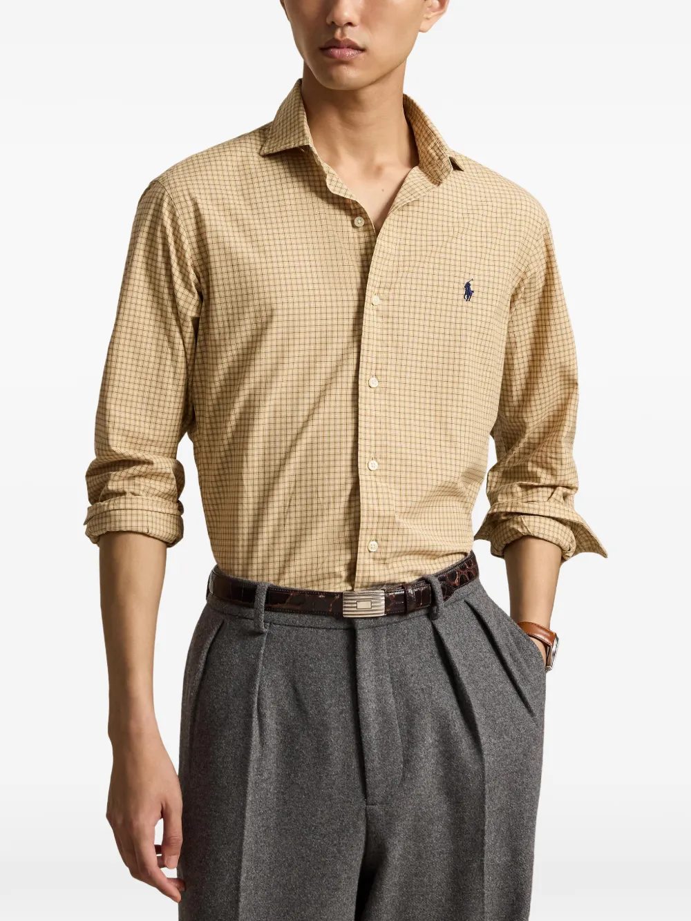 Polo Ralph Lauren Geruit popeline overhemd Beige