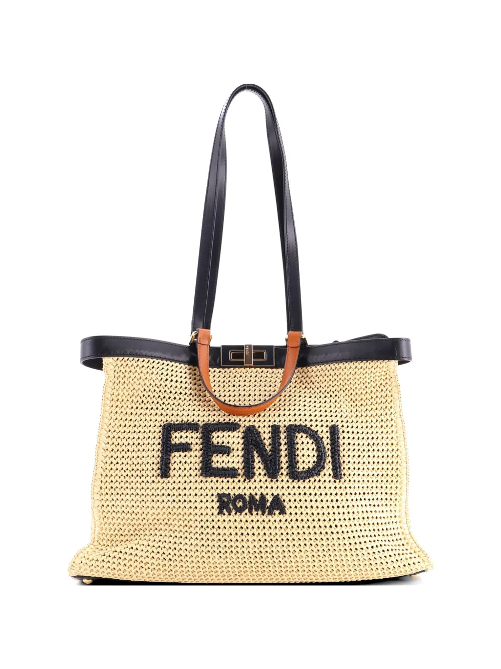 Fendi Pre-Owned Peekaboo X- Raffia Medium tote bag - Toni neutri