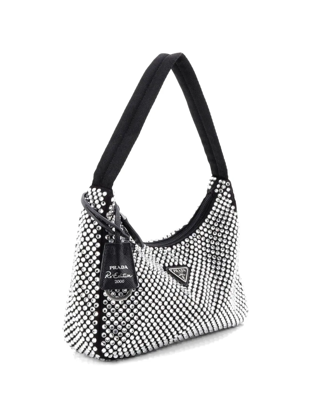 Re-Edition 2000 Crystal Embellished Satin Mini Hobo Bag