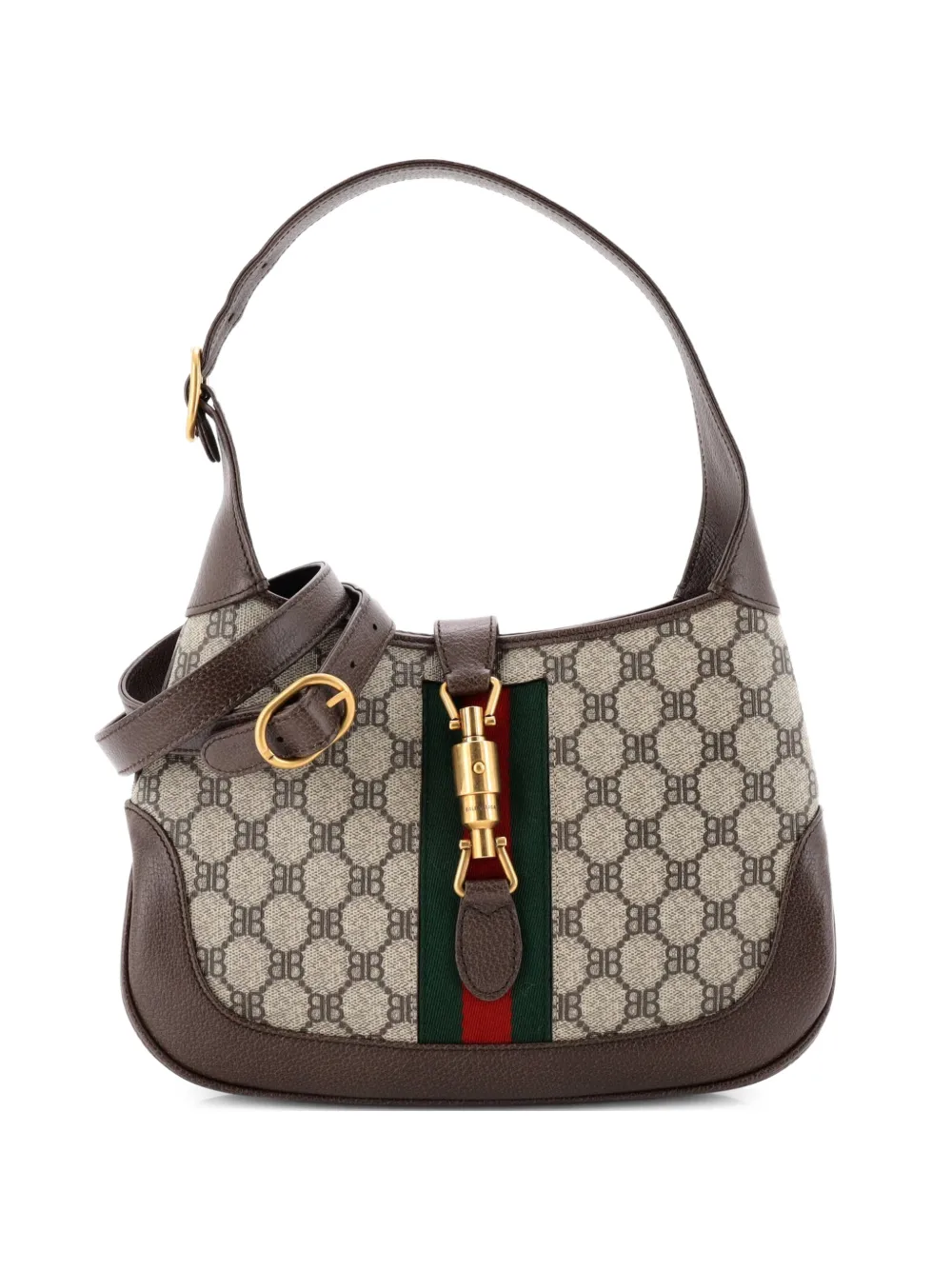 Balenciaga Pre-Owned x Gucci The Hacker Project Jackie 1961 BB Coated Canvas Small hobo bag - Marrone