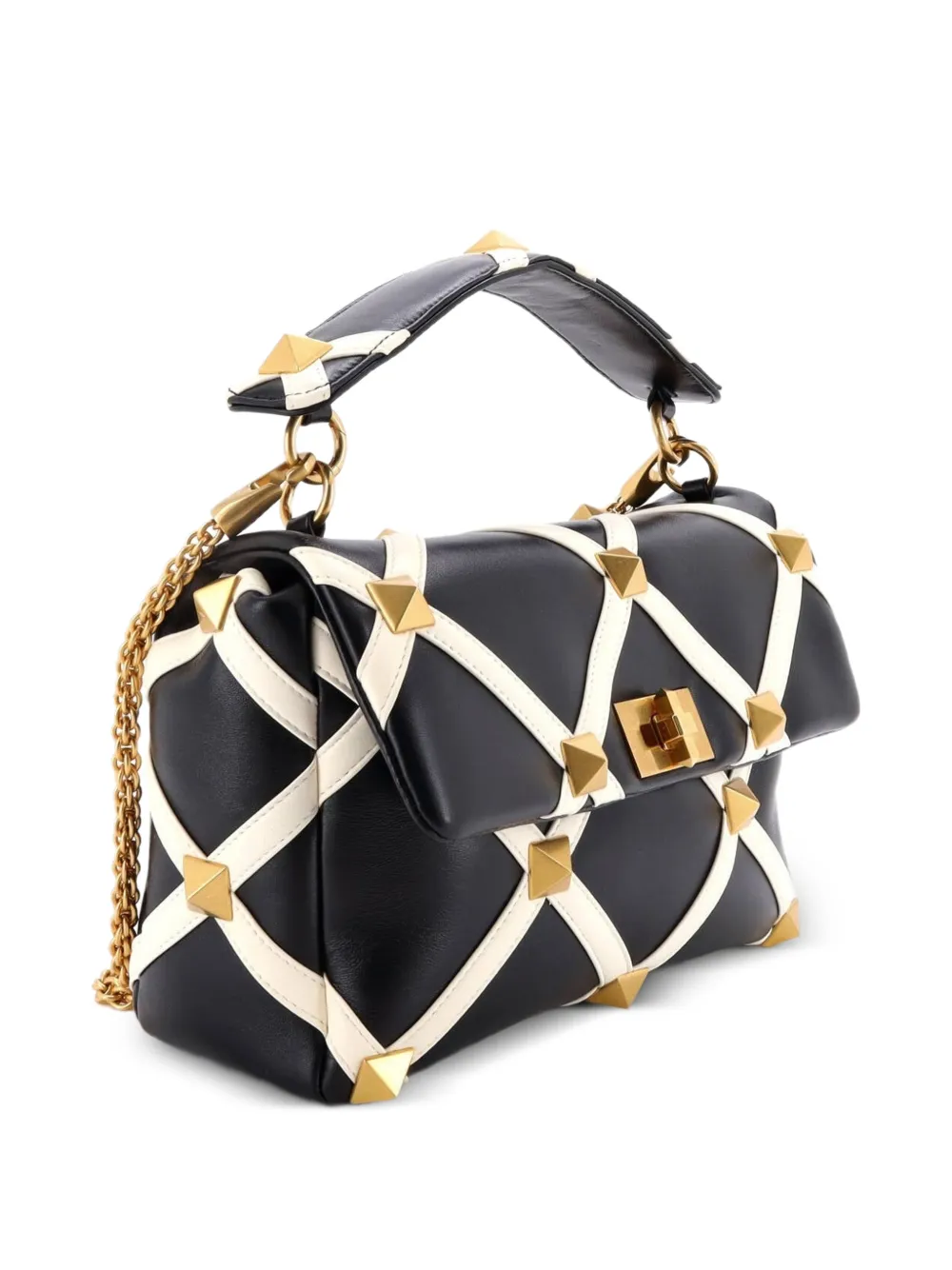 Roman Stud Flap Bag Quilted Leather Large Crossbody Bag