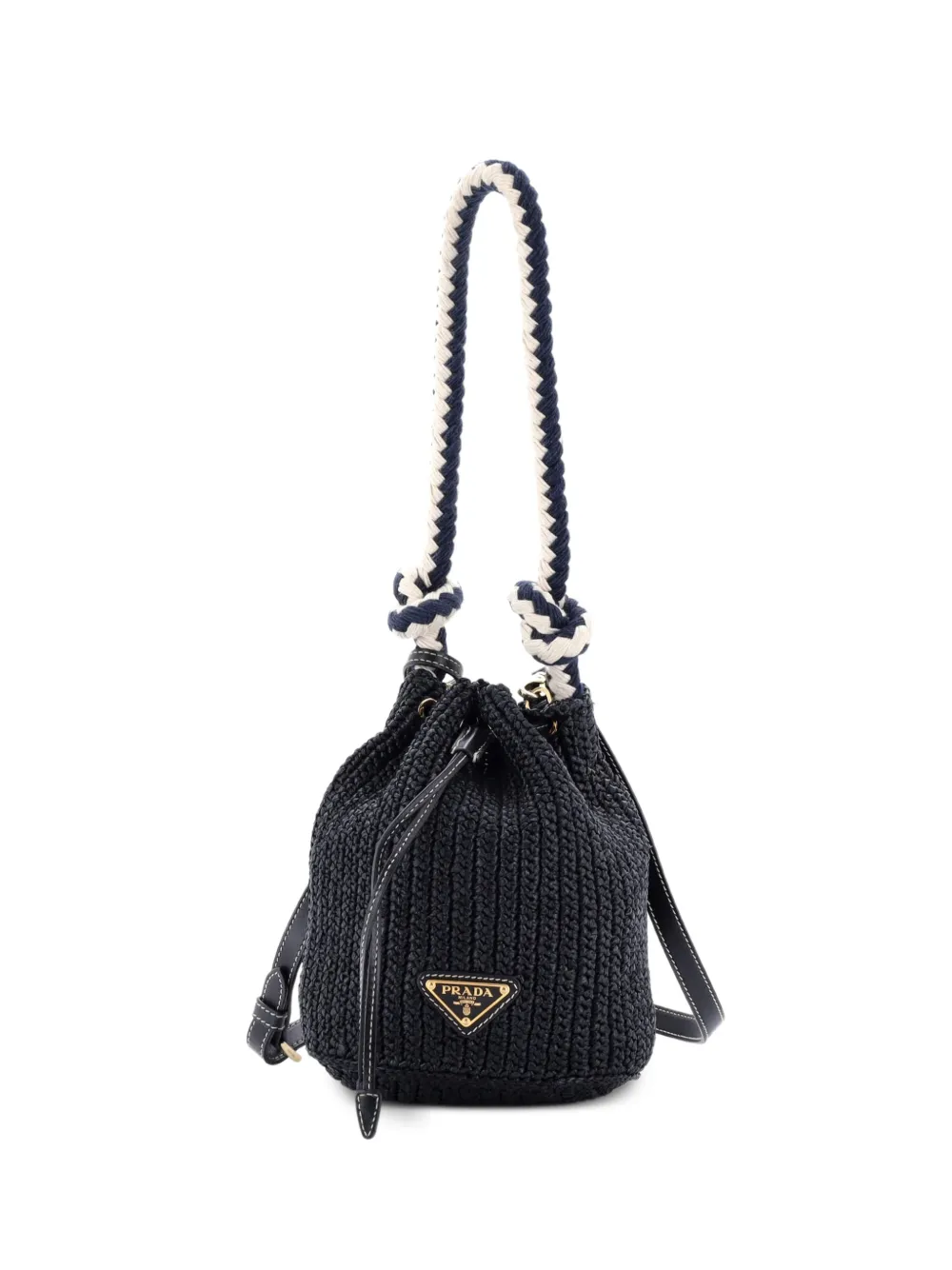 Prada Pre-Owned Crochet Raffia Mini bucket bag - Blu
