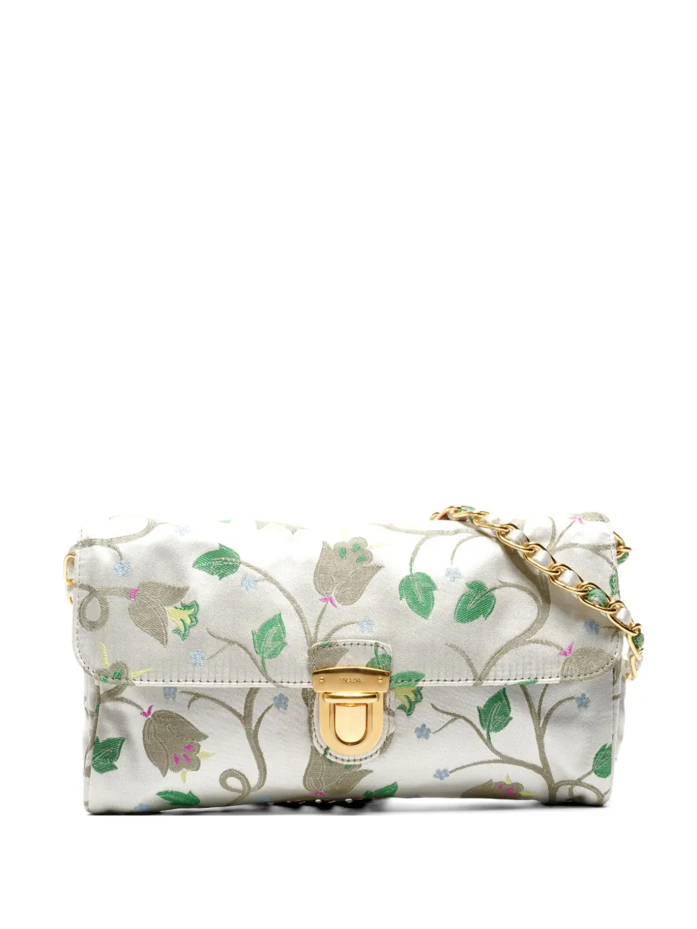 Prada Pre-Owned 2000-2020 Brocade floral-pattern shoulder bag - Grigio
