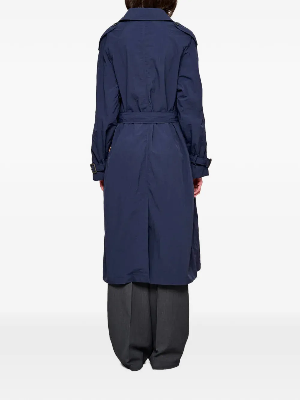  Oof Wear Belted Trench Coat - Blue 