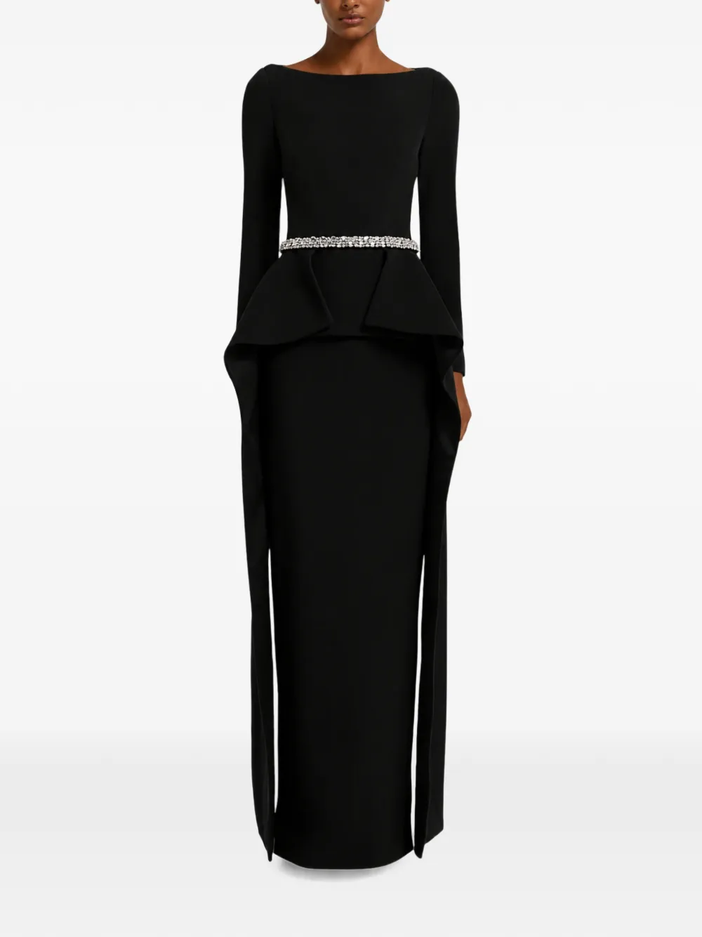 Safiyaa Dylan Crystal-embellished Peplum Top in Black, view 2