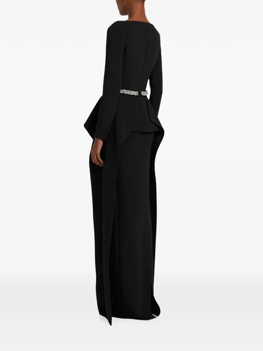 Safiyaa Dylan Crystal-embellished Peplum Top in Black, view 4