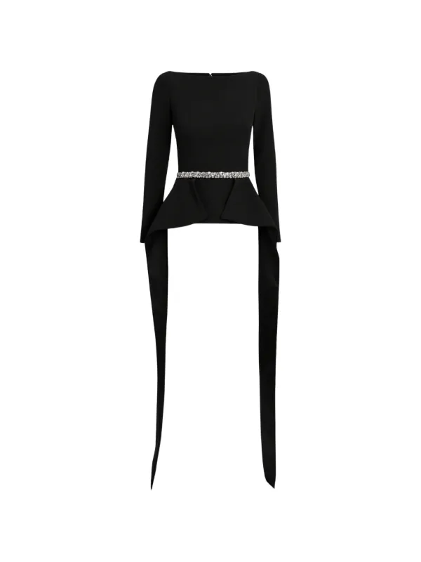 Safiyaa Dylan Crystal-embellished Peplum Top in Black