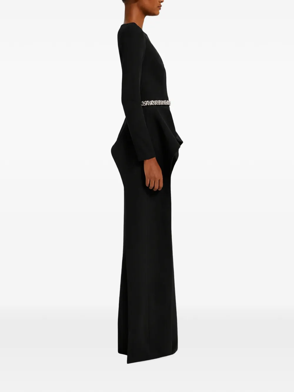 Safiyaa Dylan Crystal-embellished Peplum Top in Black, view 3