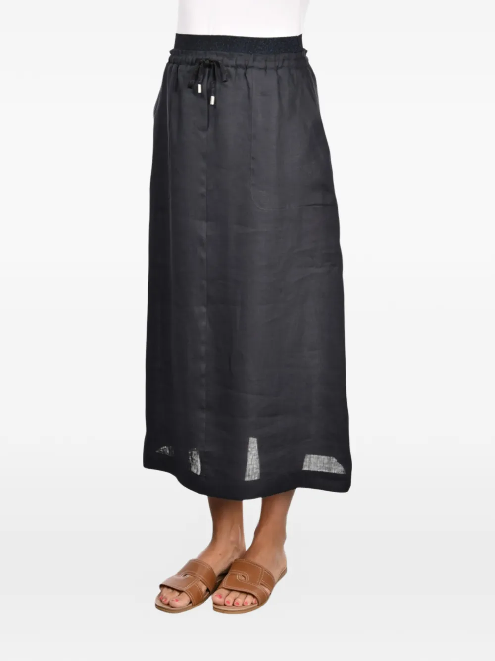  Gran Sasso Drawstring Midi Skirt - Blue 