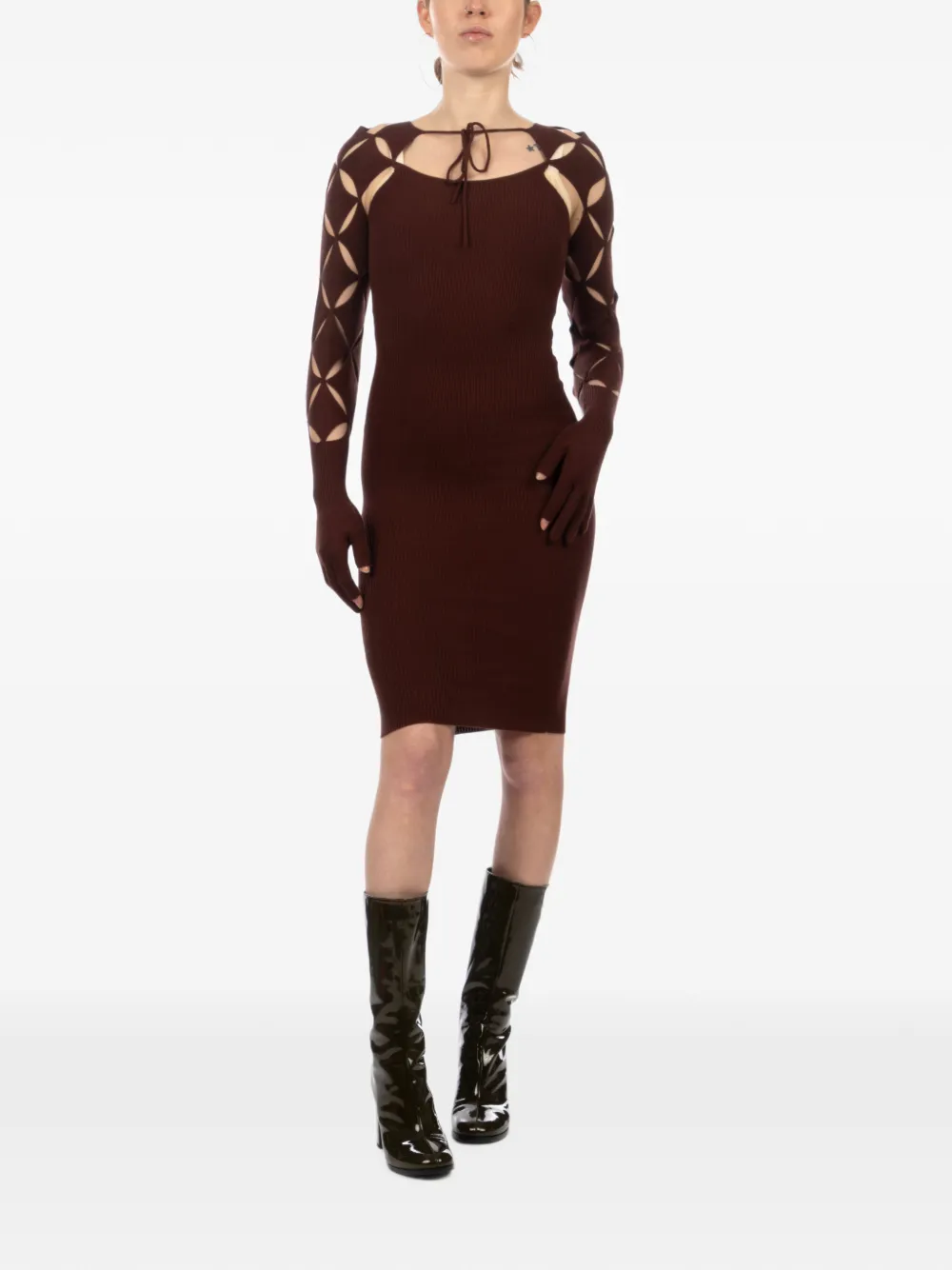 Isa Boulder Argyle-sleeve cut-out mini dress - Braun