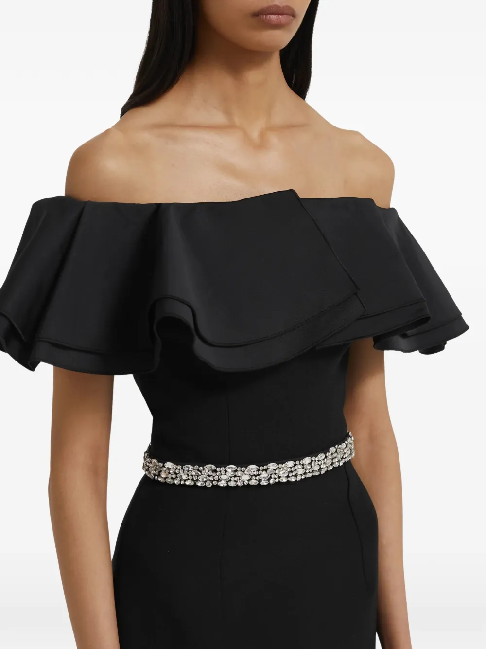 Safiyaa Ryan off-shoulder maxi-jurk Zwart