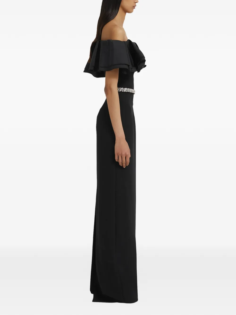 Safiyaa Ryan off-shoulder maxi-jurk Zwart