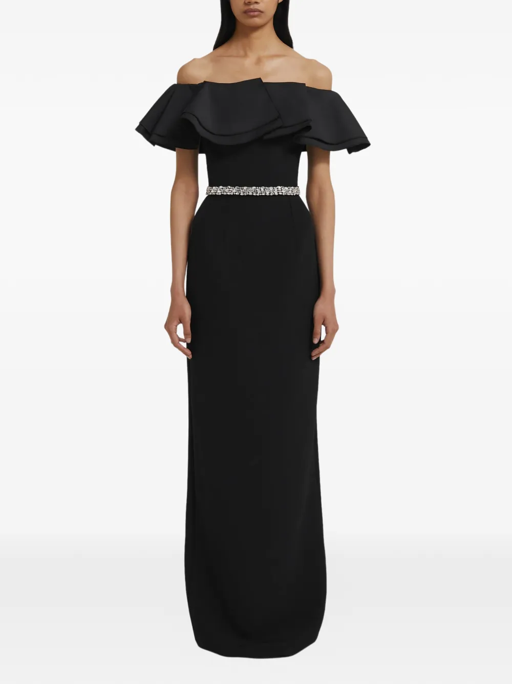 Safiyaa Ryan off-shoulder maxi-jurk Zwart