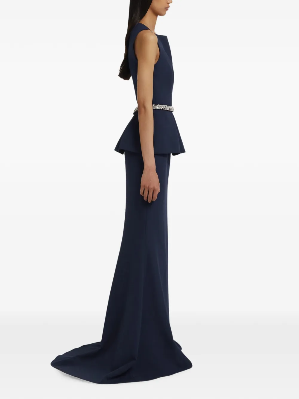 Safiyaa Carter crystal-embellished peplum gown Blauw
