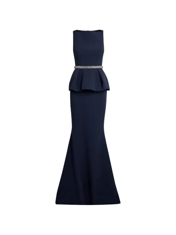 Safiyaa Carter Crystal-embellished Peplum Gown in Blue