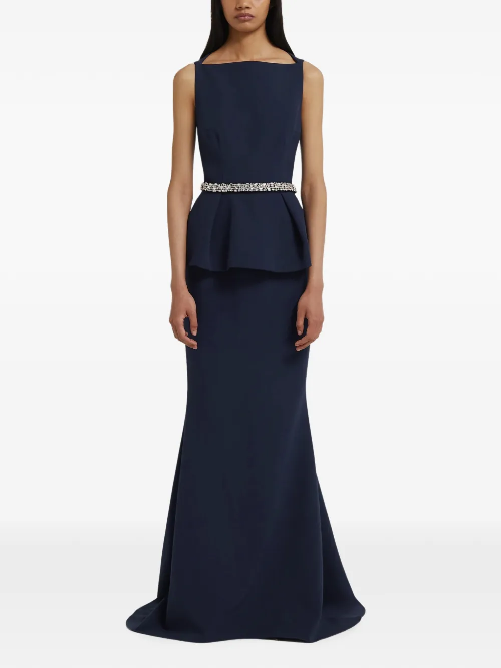 Safiyaa Carter crystal-embellished peplum gown Blauw