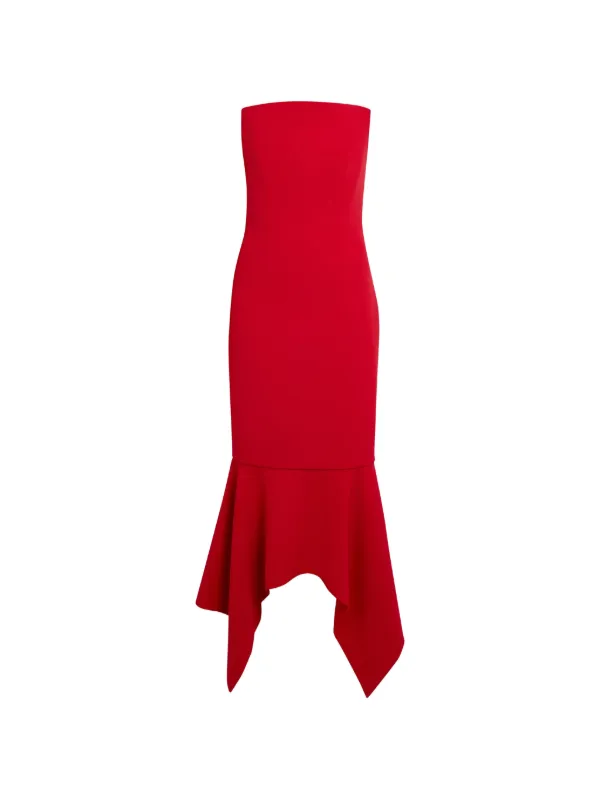 red safiyaa dress Safiyaa One-Shoulder Midi Length Dress - Red Dresses, Clothing - SAF26923