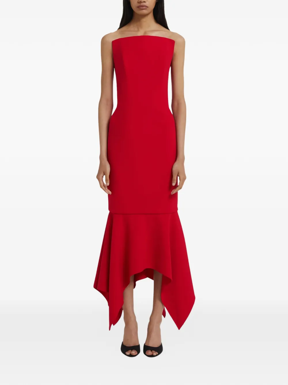 Safiyaa Tegan asymmetrische midi-jurk Rood