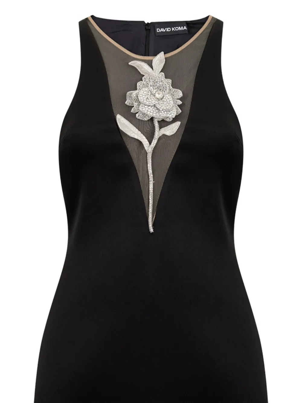  David Koma Crystal-rose Mini Dress - Black 