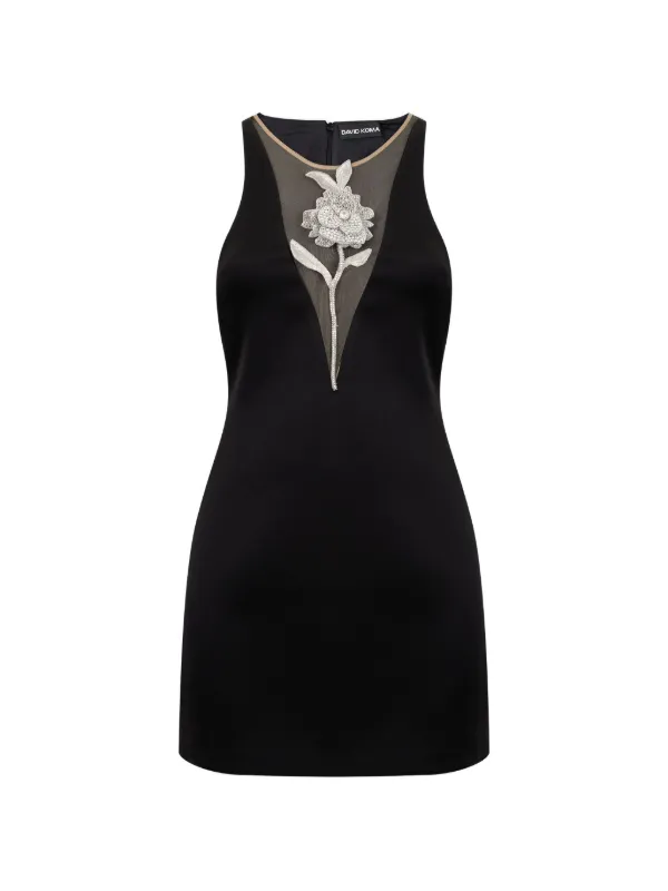 david koma crystal embellished mini dress Crystal-embellished halterneck minidress in black - David Koma