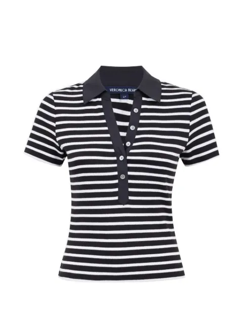 Veronica Beard button-fastening striped-pattern T-shirt
