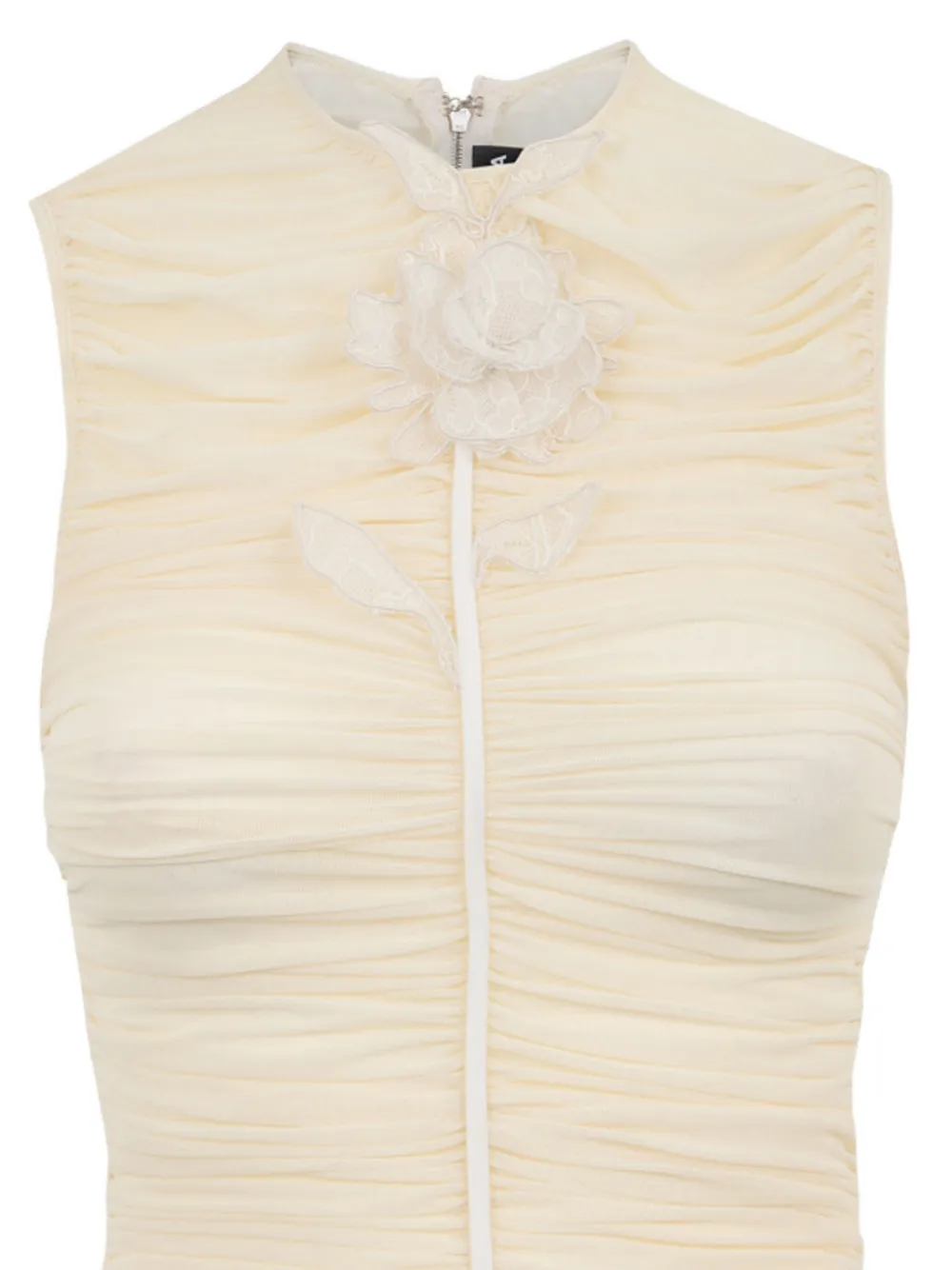 David Koma Top met ruches en kanten roos Beige