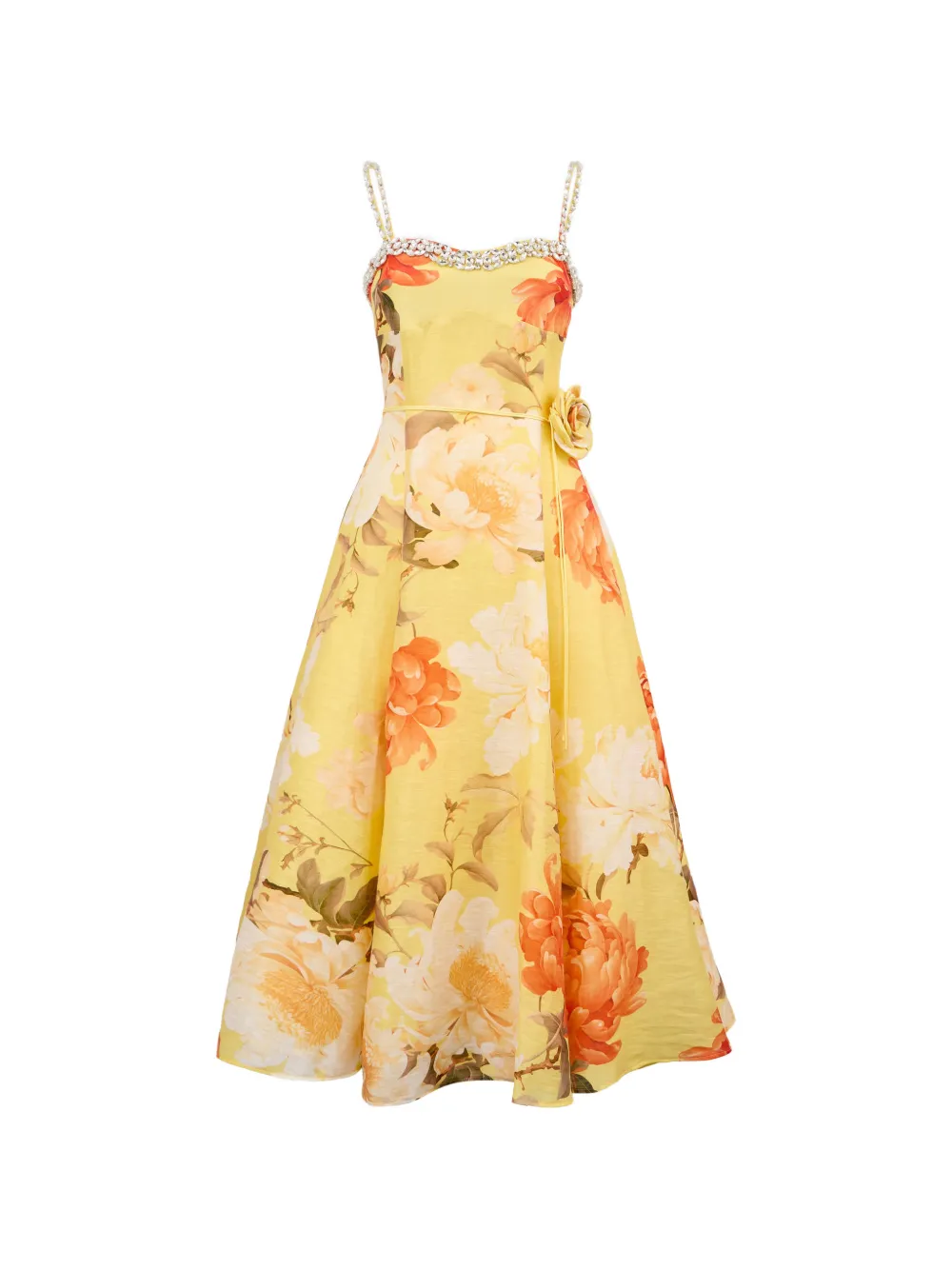 Leo Lin Abito Mariela lungo a fiori - Giallo