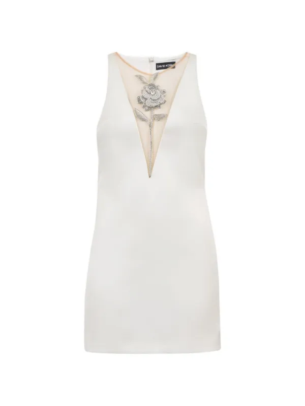 David Koma Crystal-rose Mini Dress in White