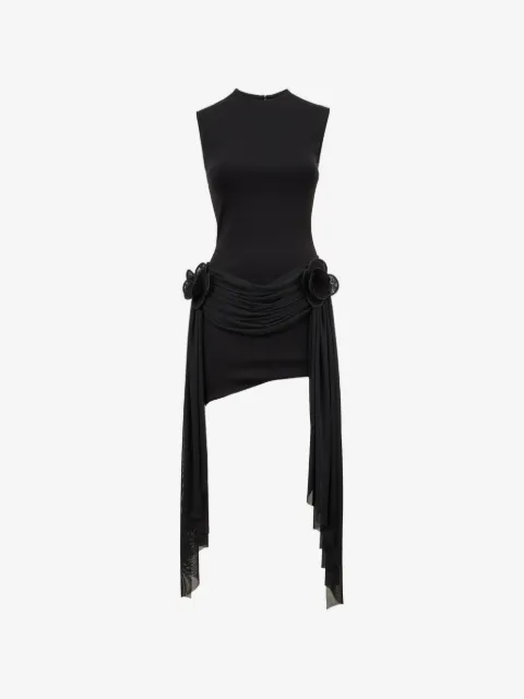 David Koma drape floral-embellishment mini dress