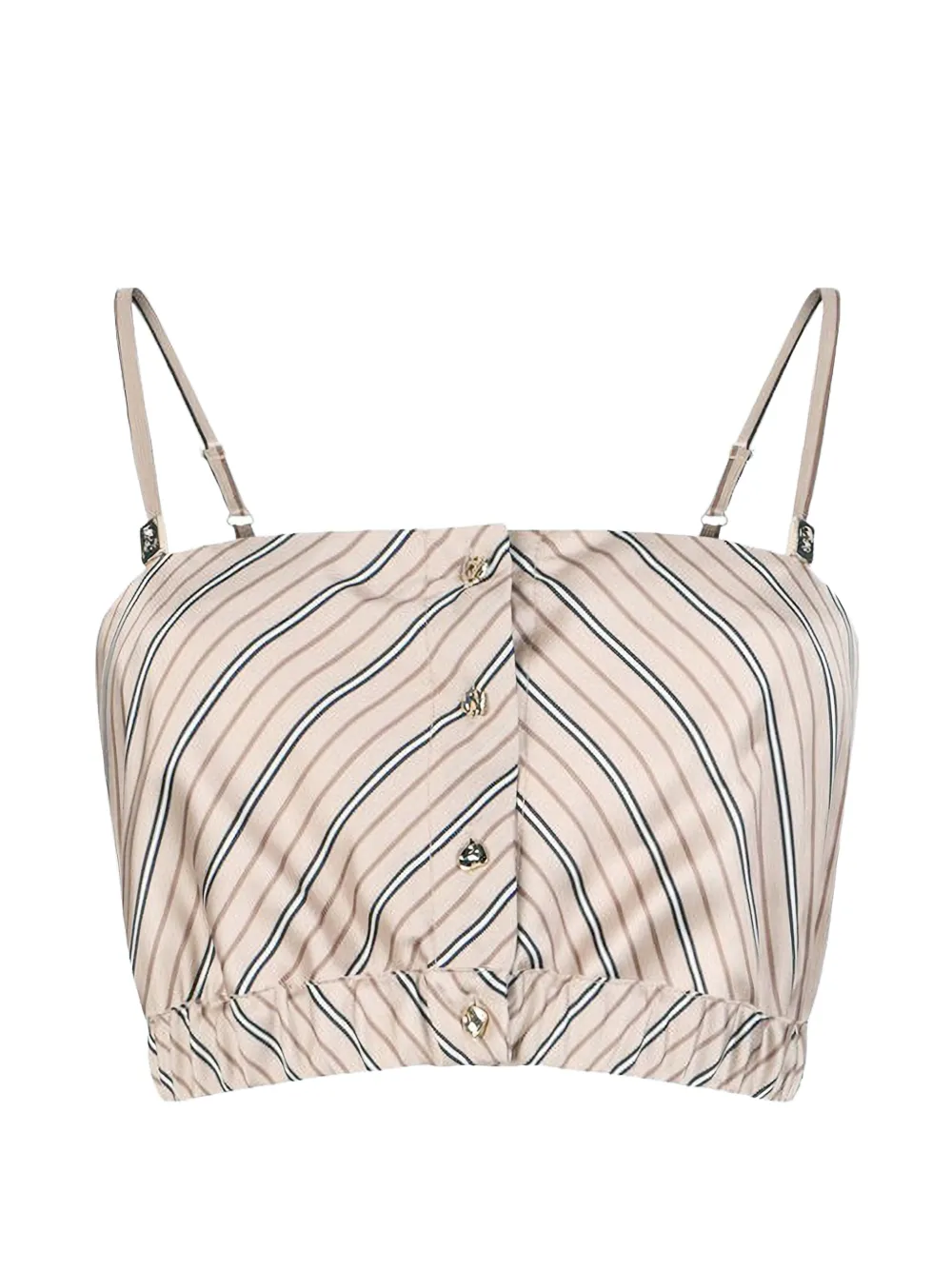 LIU JO striped button crop top - Toni neutri