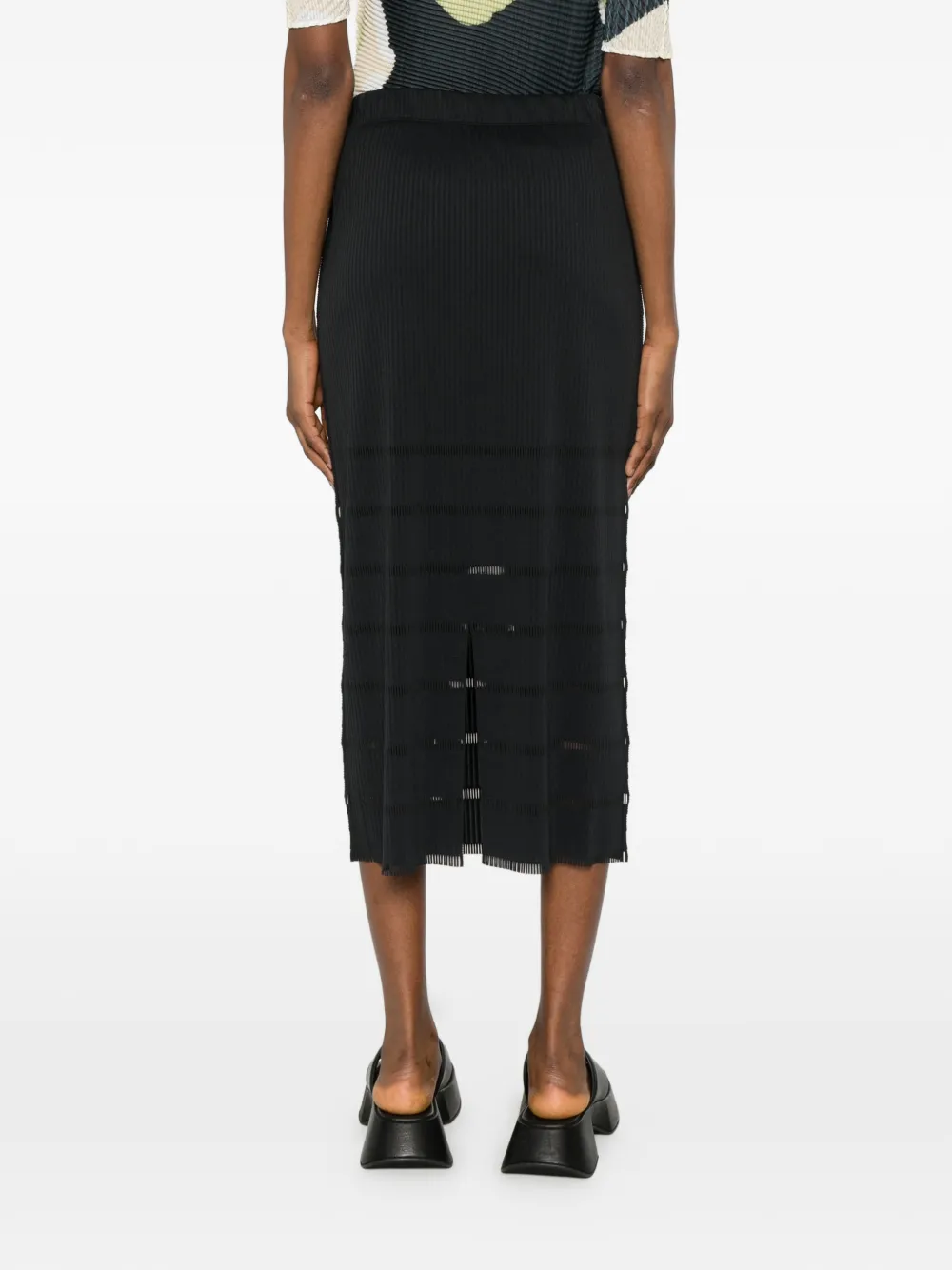 Pleats Please Issey Miyake Midi-plooirok met trekkoord Zwart