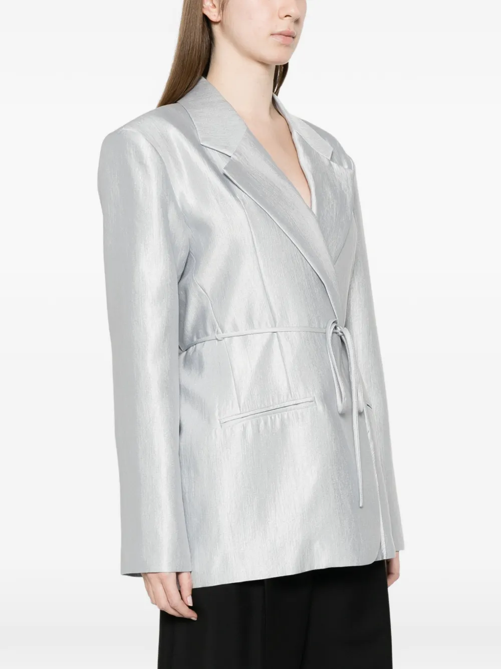  Eleh Tie-belt Blazer - Blue 