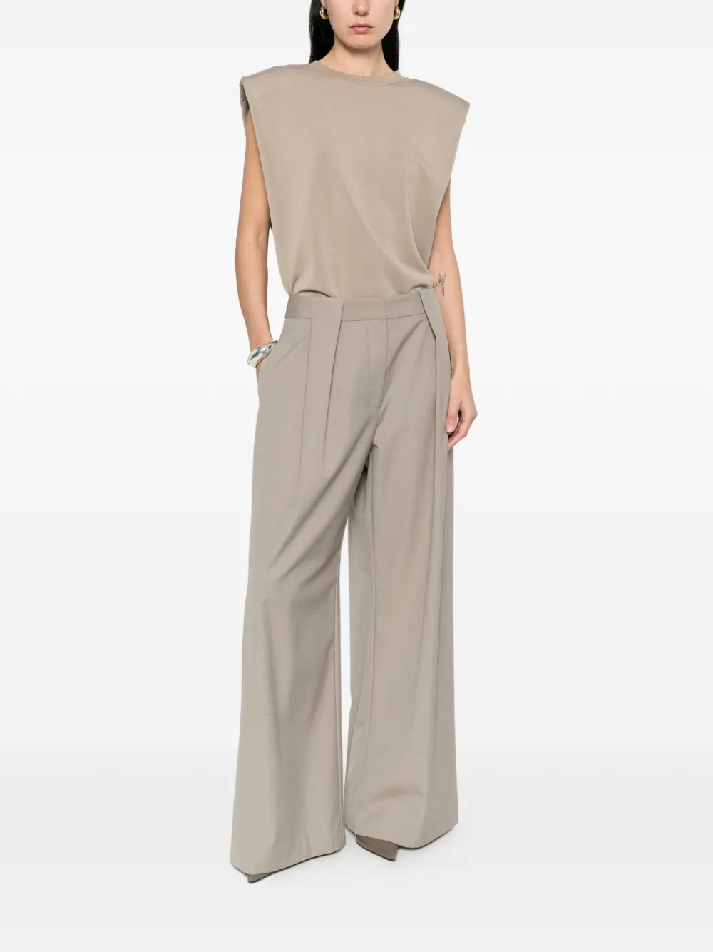  Eleh Padded Shoulders Top - Neutrals 